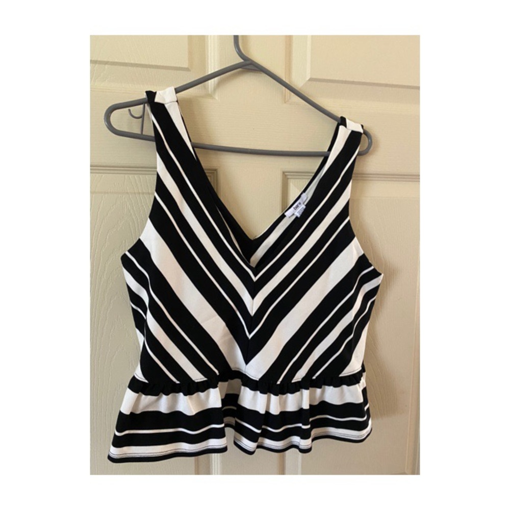 BAR III black and white ruffle top